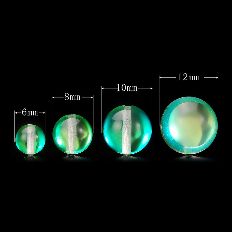 RUBYCA Round Moonstone Crystal Glass Beads Aura Iridescent for Jewelry Making (1 Strand, 6mm, Green) - Image 4